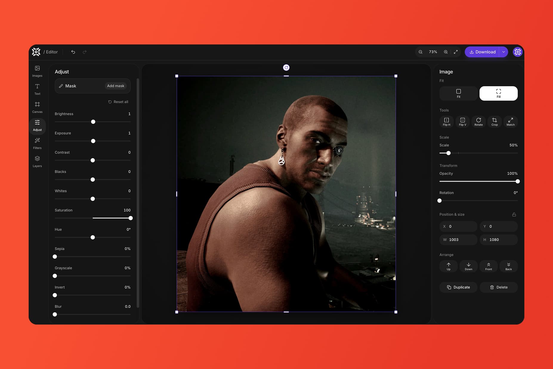 A landscape photo being edited